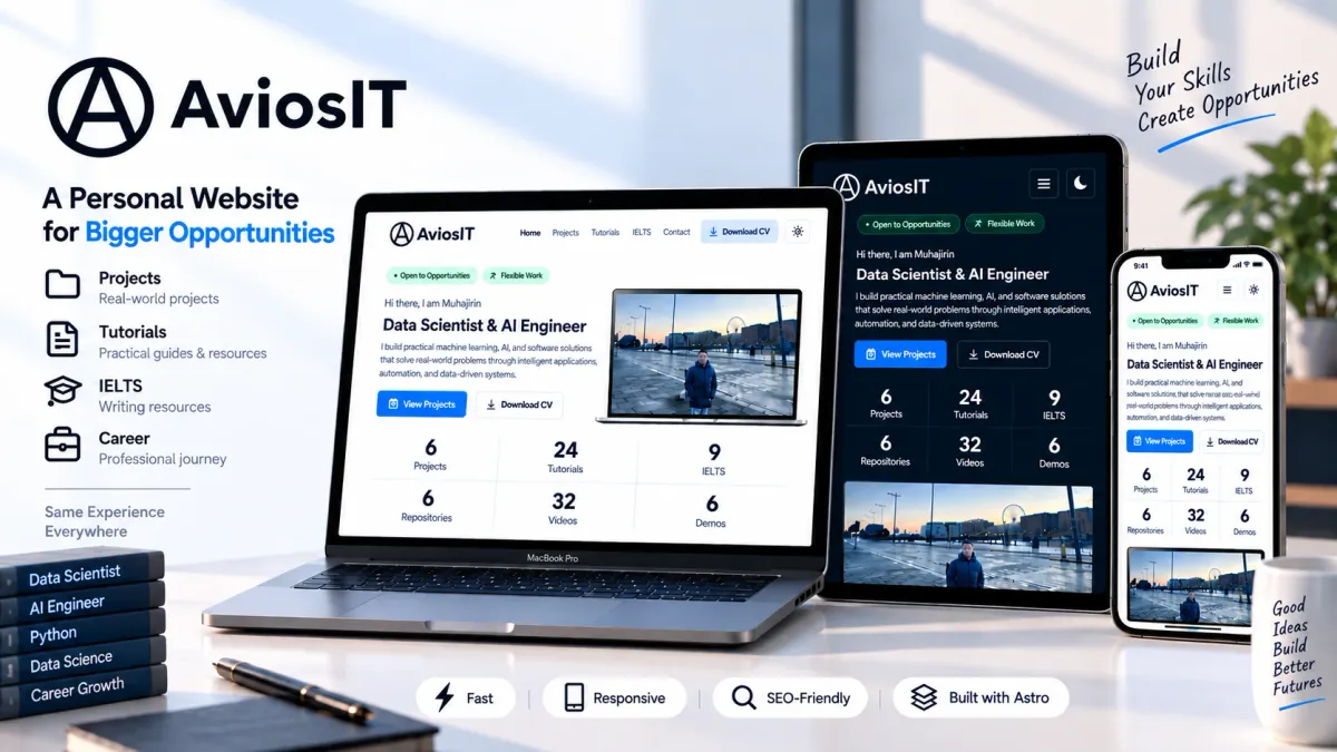 AviosIT Personal Website - A production-ready personal website built and continuously developed with Astro, TypeScript, and CSS using static site generation, with a focus on scalable architecture, reusable components, performance, SEO, accessibility, and maintainability.