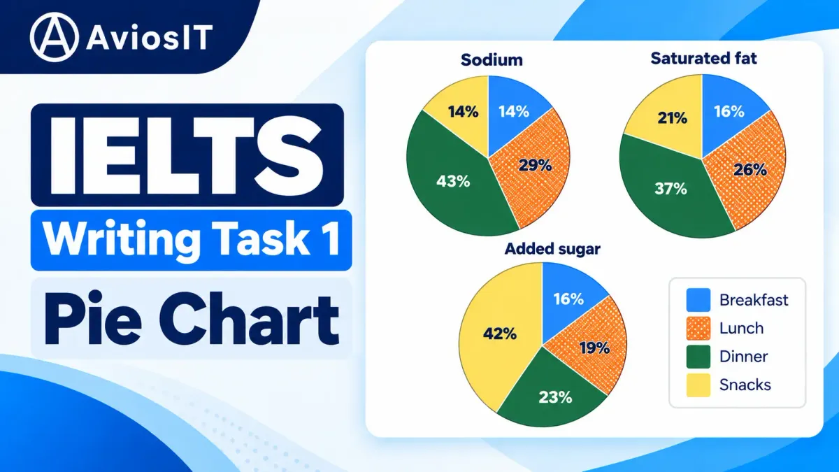 Pie Chart - An IELTS Academic Writing Task 1 pie chart sample answer with an analysis of the four assessment criteria.